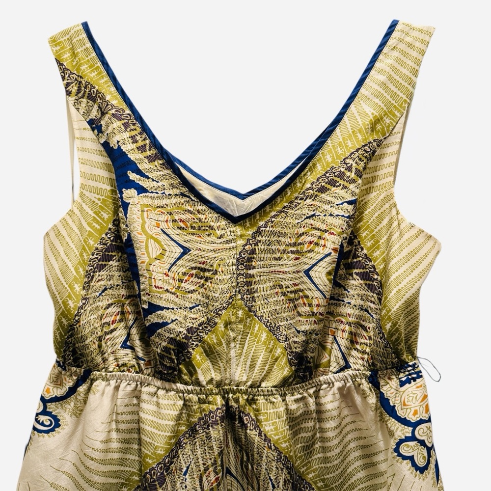 Edme & Esyllte - Anthropologie 100% Silk Kerchief Print V-Neck Dress Medium EUC - Picture 5 of 17
